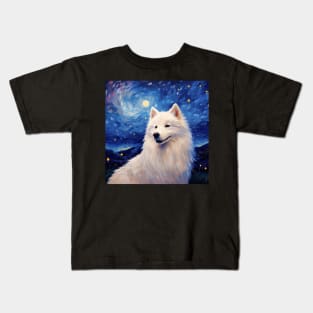 Majestatic Samoyed at Night Kids T-Shirt